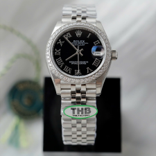 최고퀄 THB공장 여성용 롤렉스 데이저스트 블랙 로만 다이얼 스틸 31mm